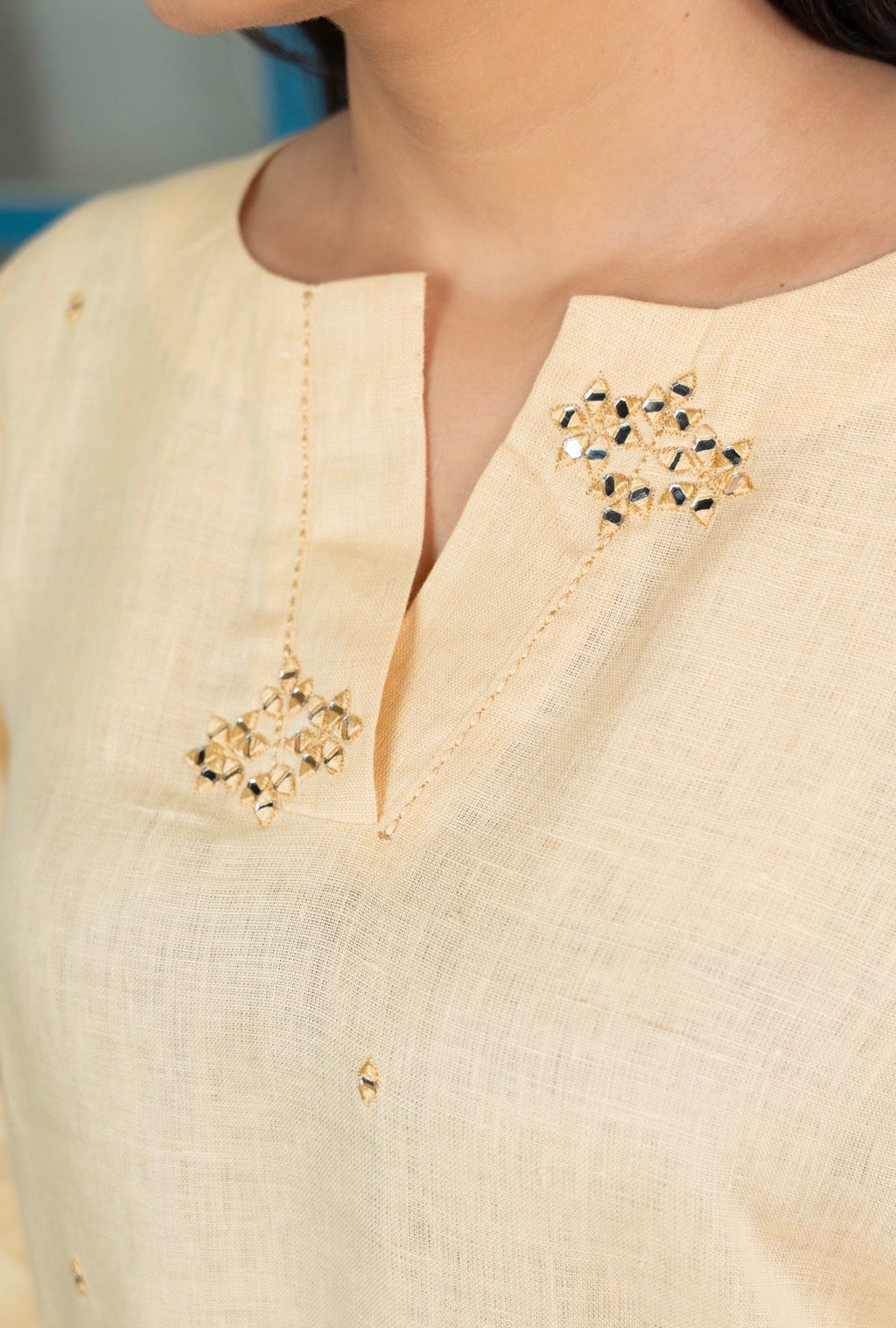 Mellow Yellow-White Linen Pair