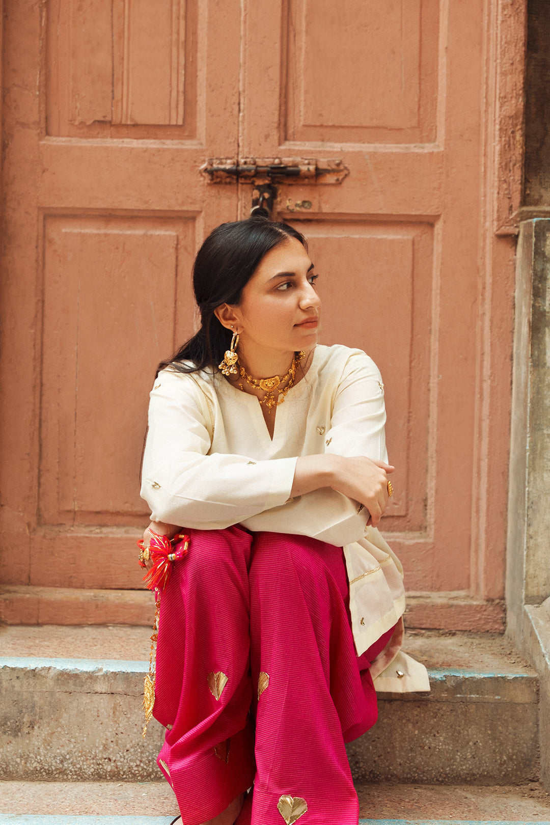 Gulnaar Heart Motif Patiala Suit Set