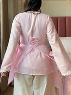 Bow Pink Cotton Kurti Pair