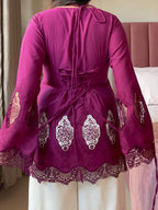 Plum II Cutwork Cotton Kurti Pair