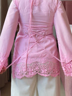 Pink Cutwork Cotton Kurti Pair