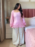 Pink Cutwork Cotton Kurti Pair