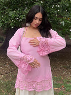 Pink Cutwork Cotton Kurti Pair