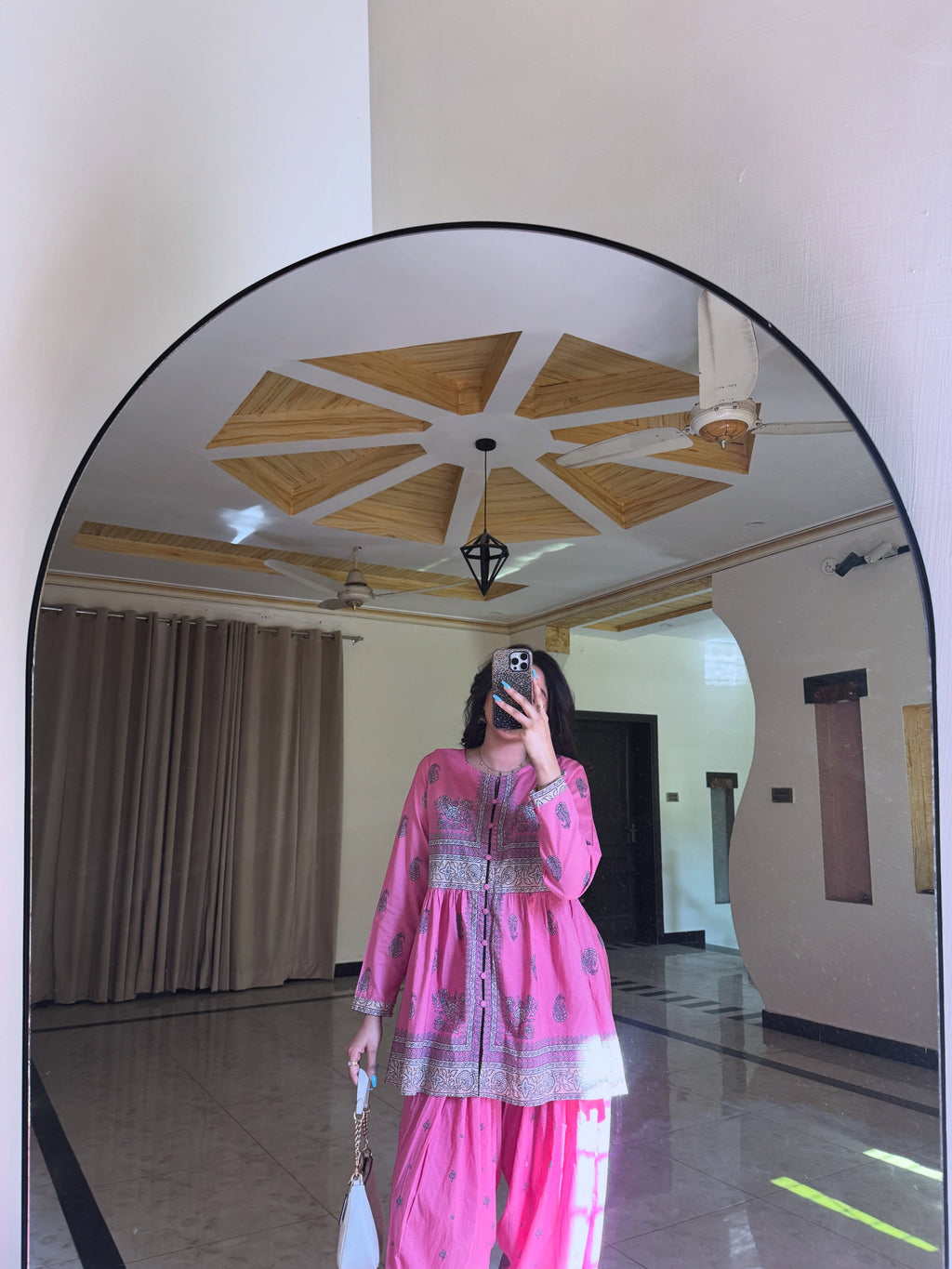 Meher Gul  Premium Pink Cotton Farshi Suit Set