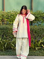 Aarohi Premium Cotton Lace Work Kurta Pant Dupatta Set