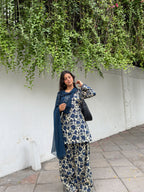 Noor-e-Navy Floral Cotton Farshi Suit Set