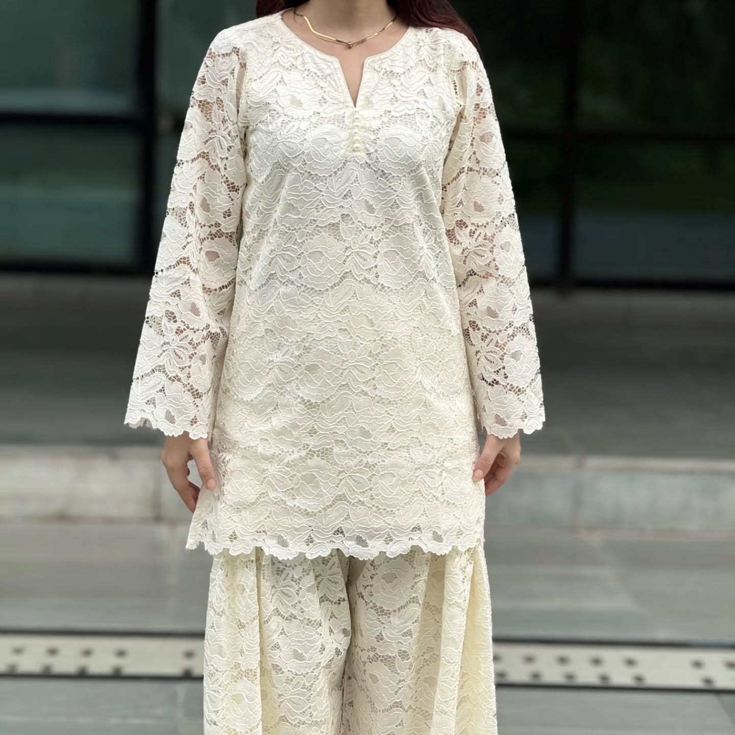 Mahnoor Elite  Ivory Lace Farshi Set