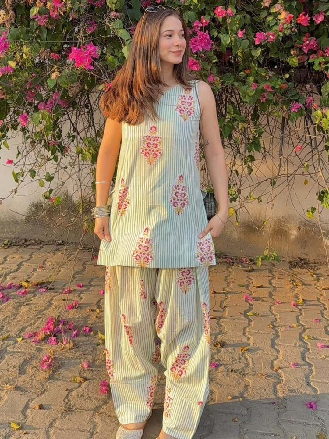 Blush Bloom Cotton Farshi Salwar Set
