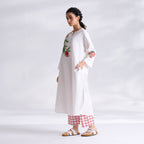 Anaar Patchwork Cotton Kurta Set - Peach