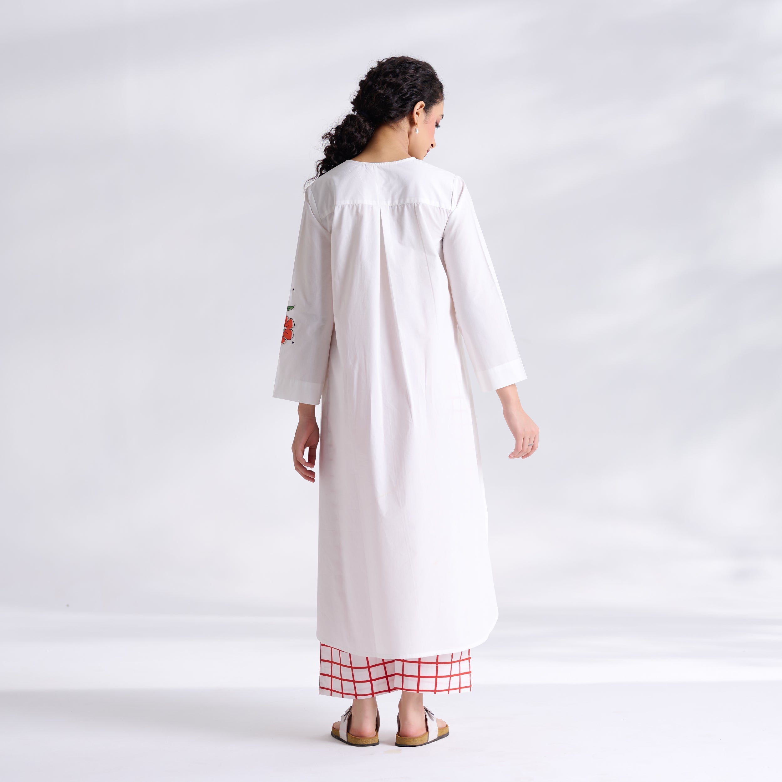 Anaar Patchwork Cotton Kurta Set - Peach