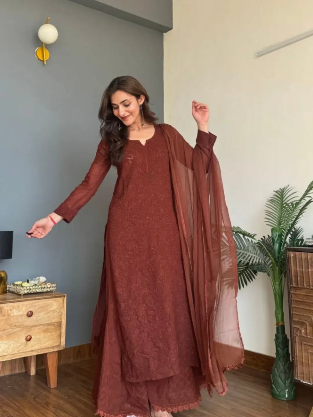 Zoya Azure Chikankari Kurta Set