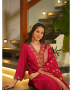 Vihana Premium Dola Silk Handwork Suit Set