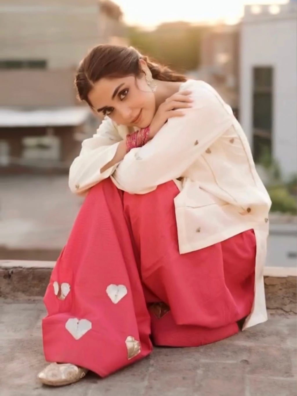 Gulnaar Heart Motif Patiala Suit Set