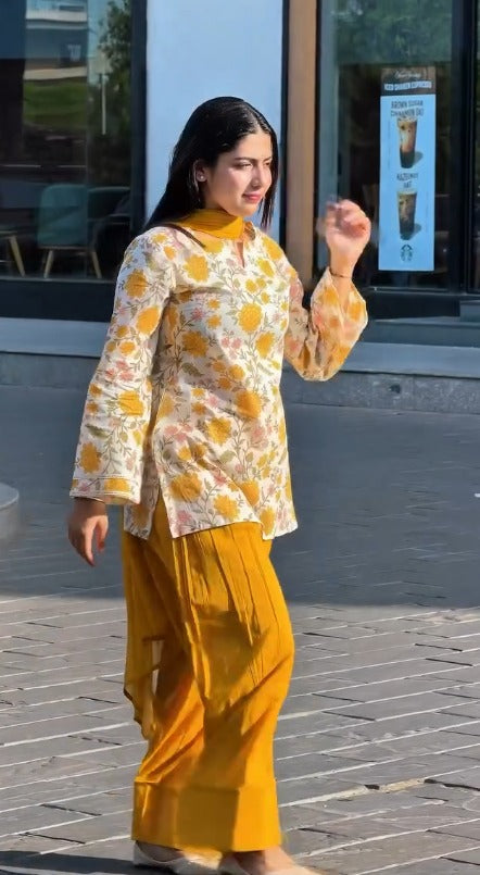 Zareen Mustard Bloom Farshi Suit Set