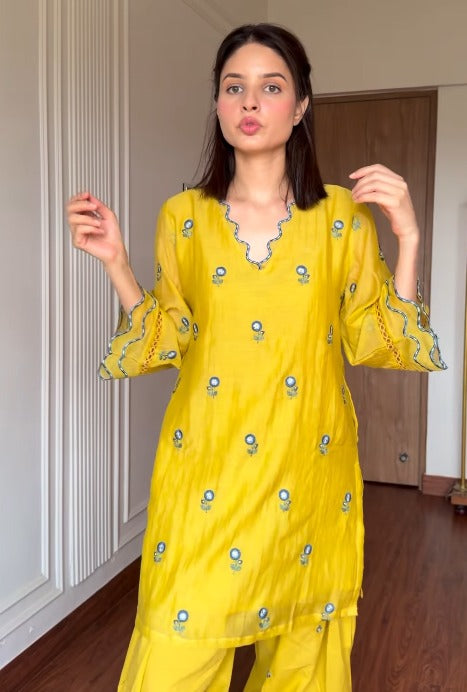 Aabroo Embroidered Cotton Farshi Suit Set