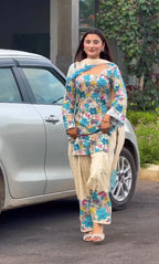 Multicolour Floral Printed Cotton Suit Set
