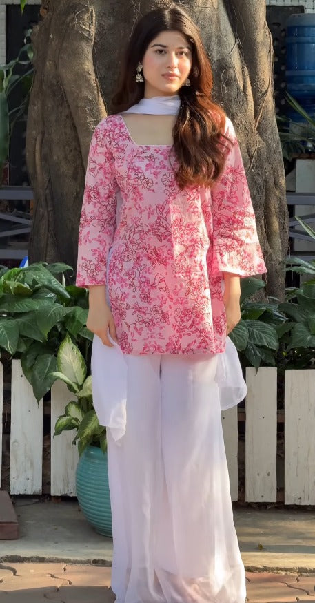 Jaipuri Soft Cotton Rayon Padded Top & Palazzo Set