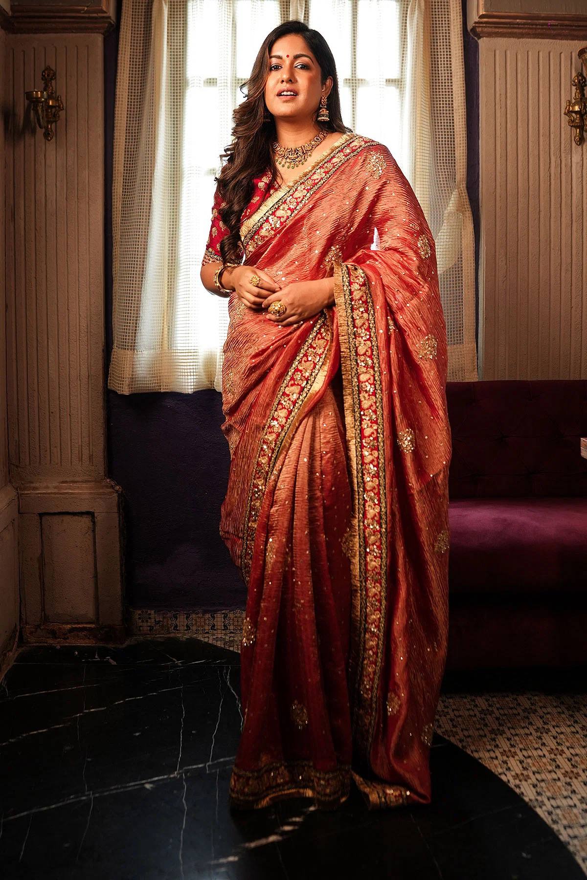 Ruhani Zariya – Embellished Semi Kattan Silk Saree