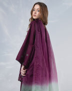 Aadhya  Plum Blossom Embroidered Kurta Palazzo Set with Ombre Dupatta